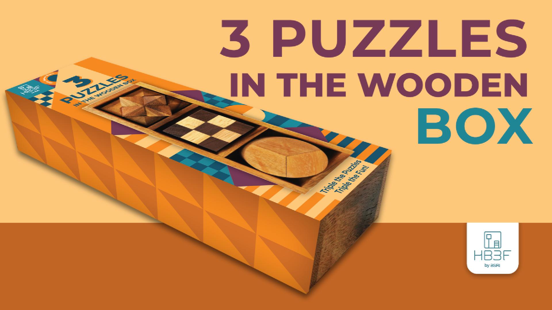 Amazon.com: BSIRI 3 Puzzles in a Box - Wooden Brain Teaser Puzzle