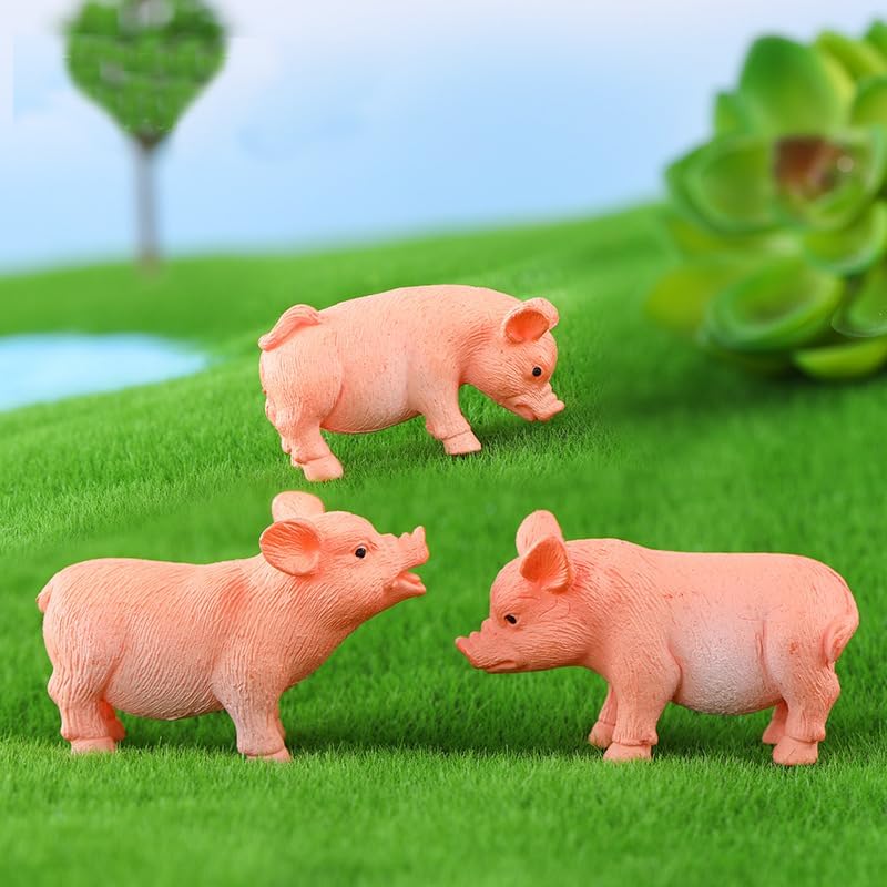 Miniatura 5 de 15 mini figuras de cerdo de 1.7 pulgadas, figuras de cerdo rosa en miniatura de resina para decoración de tartas para manualidades, jardín, musgo,
