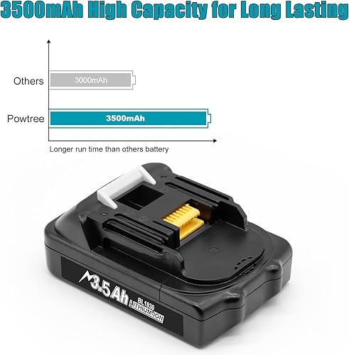 Miniatura 2 de POWTREE Paquete de 2 baterías BL1860B y cargador DC18RD de 3.5 Ah compatibles con batería de 18 V BL1860 BL1850 BL1850B BL1840 BL1840B BL1830B