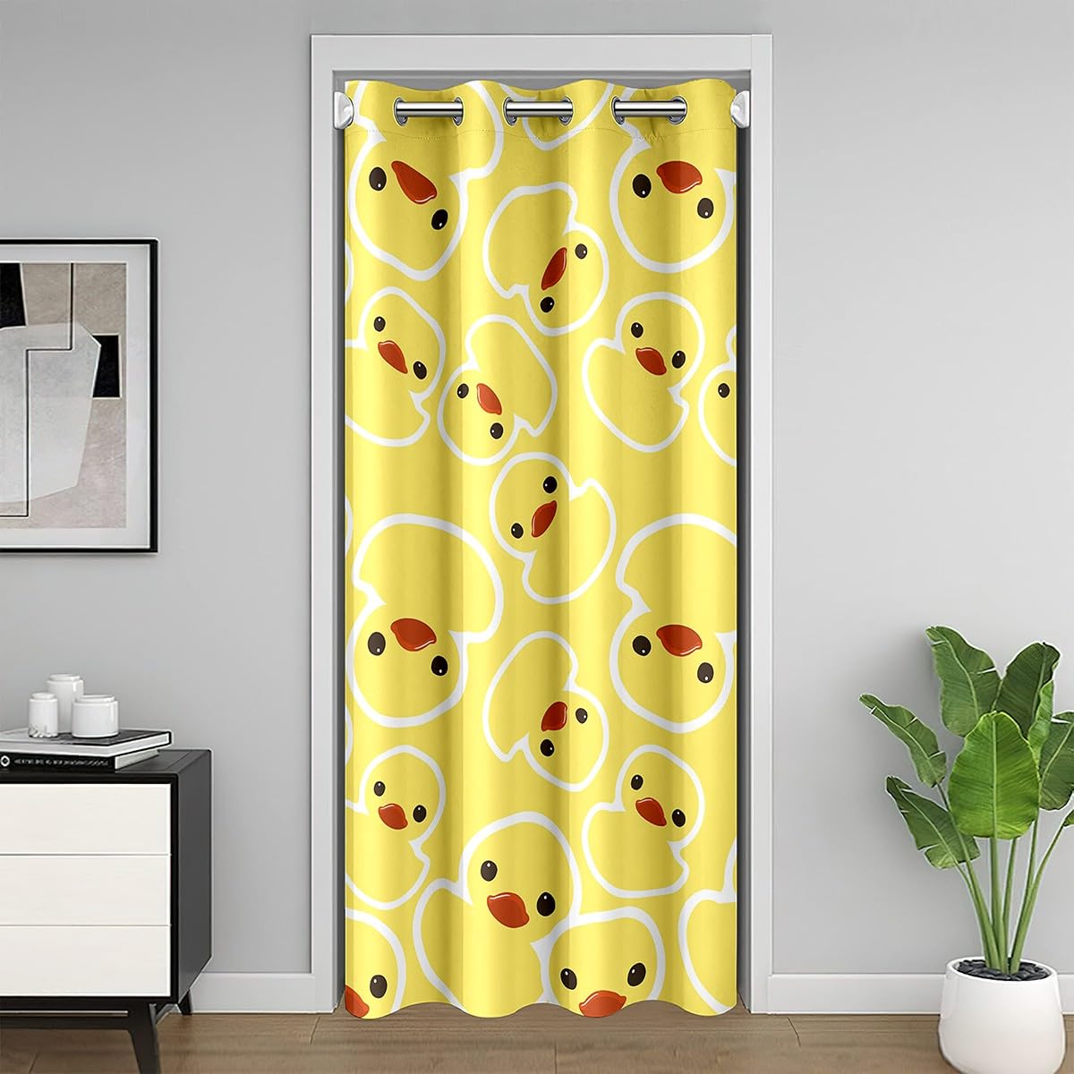 Rideau de porte enfant occultant jaune 132x203 chambre dessin animé