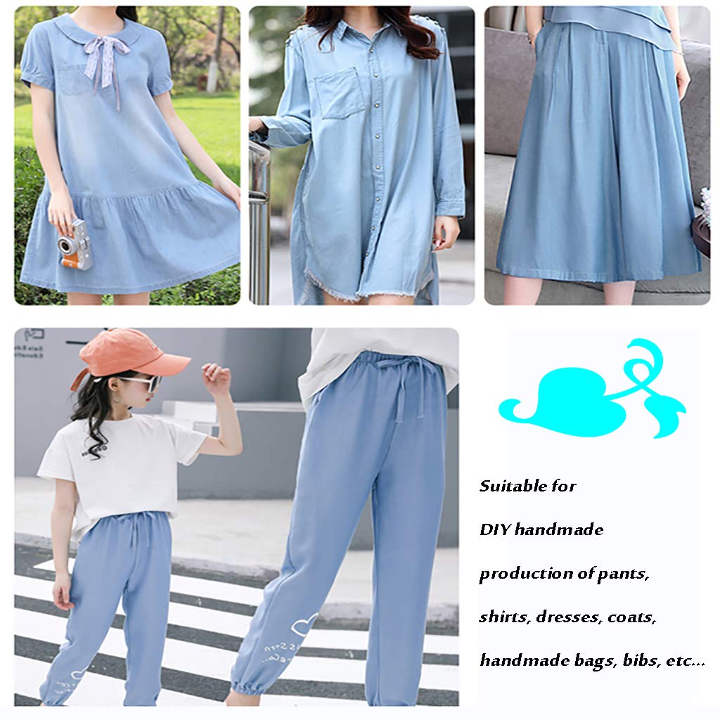 Tkanina dżinsowa prana, Spring and SummerDenim Thin Fabric Pure Cotton Washed Fabric Pants Skirt Soft Clothing Half a Meter Sale(Dark Blue)