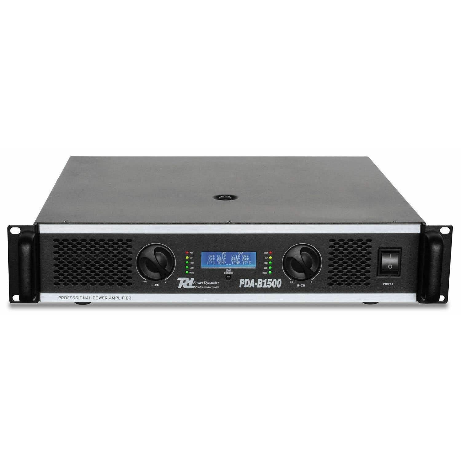 Power Dynamics PDA-B1500 Amplificador profesional 2 x 500W a 8 ohmios, 2x 750W 4 Ohms, 2x 1000W 2 Ohms, entradas con jack o XLR, salidas con speakon o borne, limitador y crossover incorporado