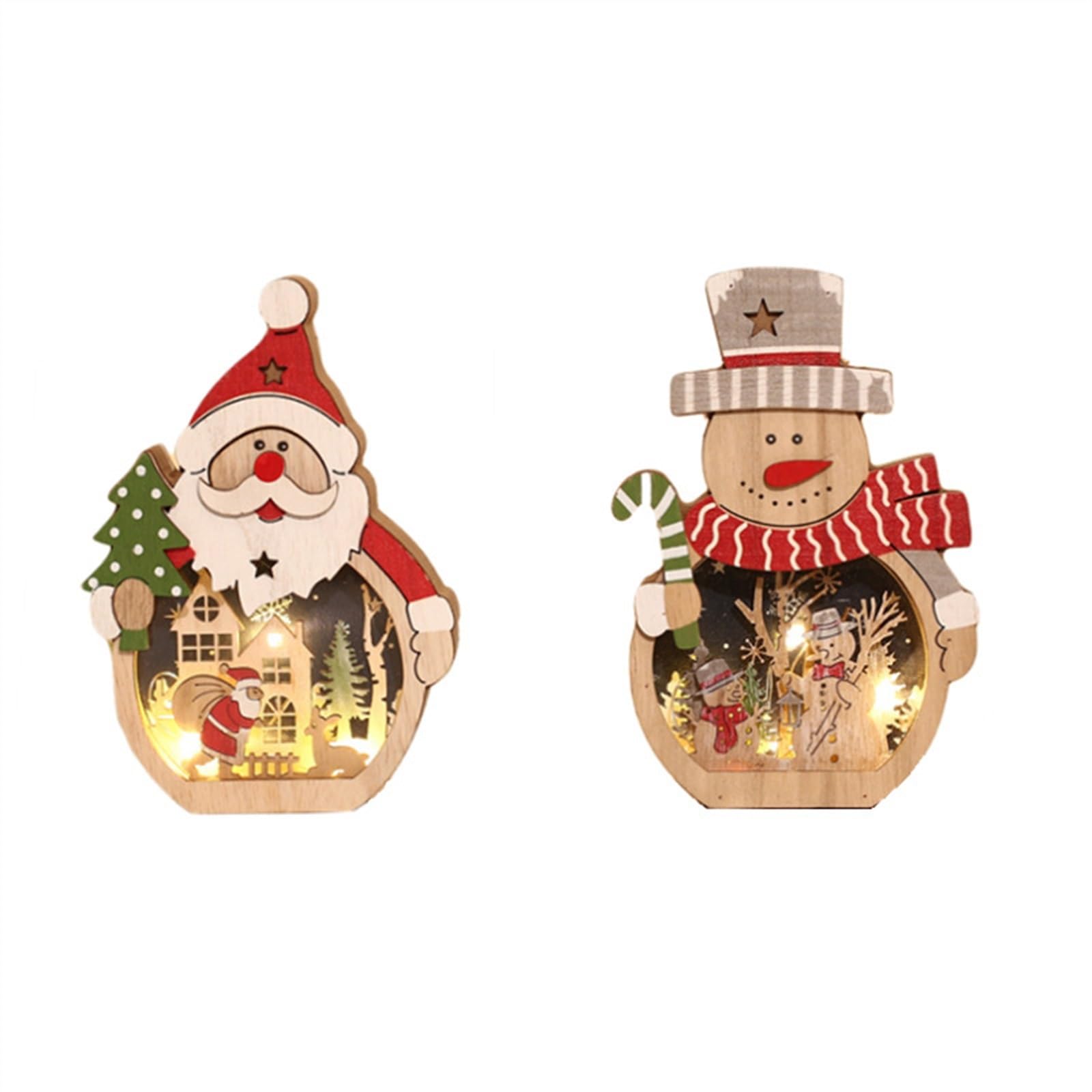 Père Noël LED en bois pour illuminer vos tables de fête et dîners de Noël en famille