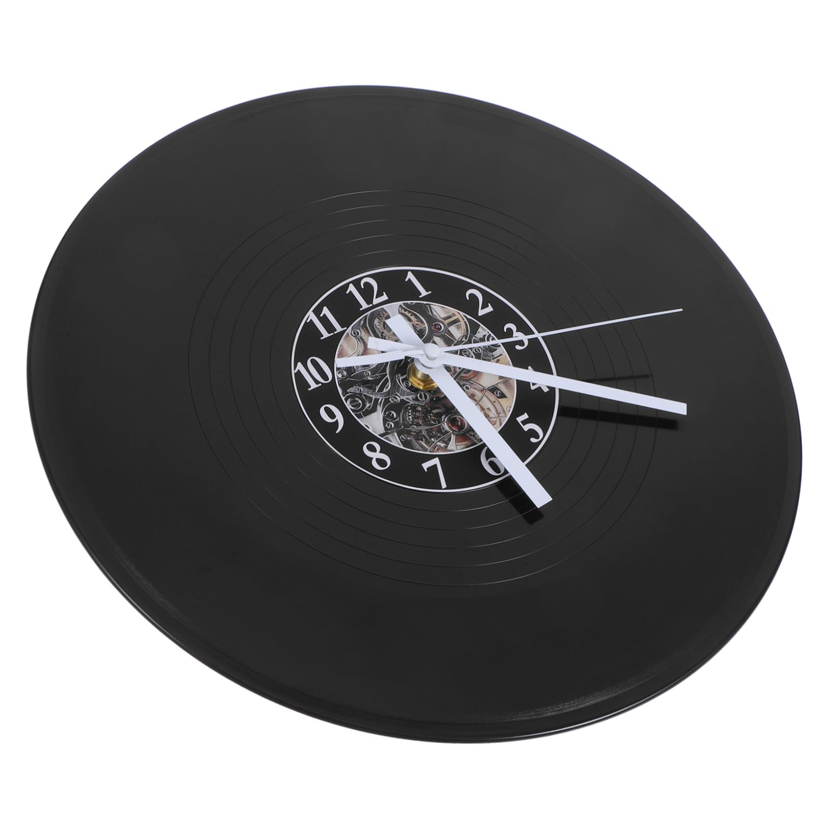 Horloge murale vinyle rétro noire design unique chiffres blancs salon