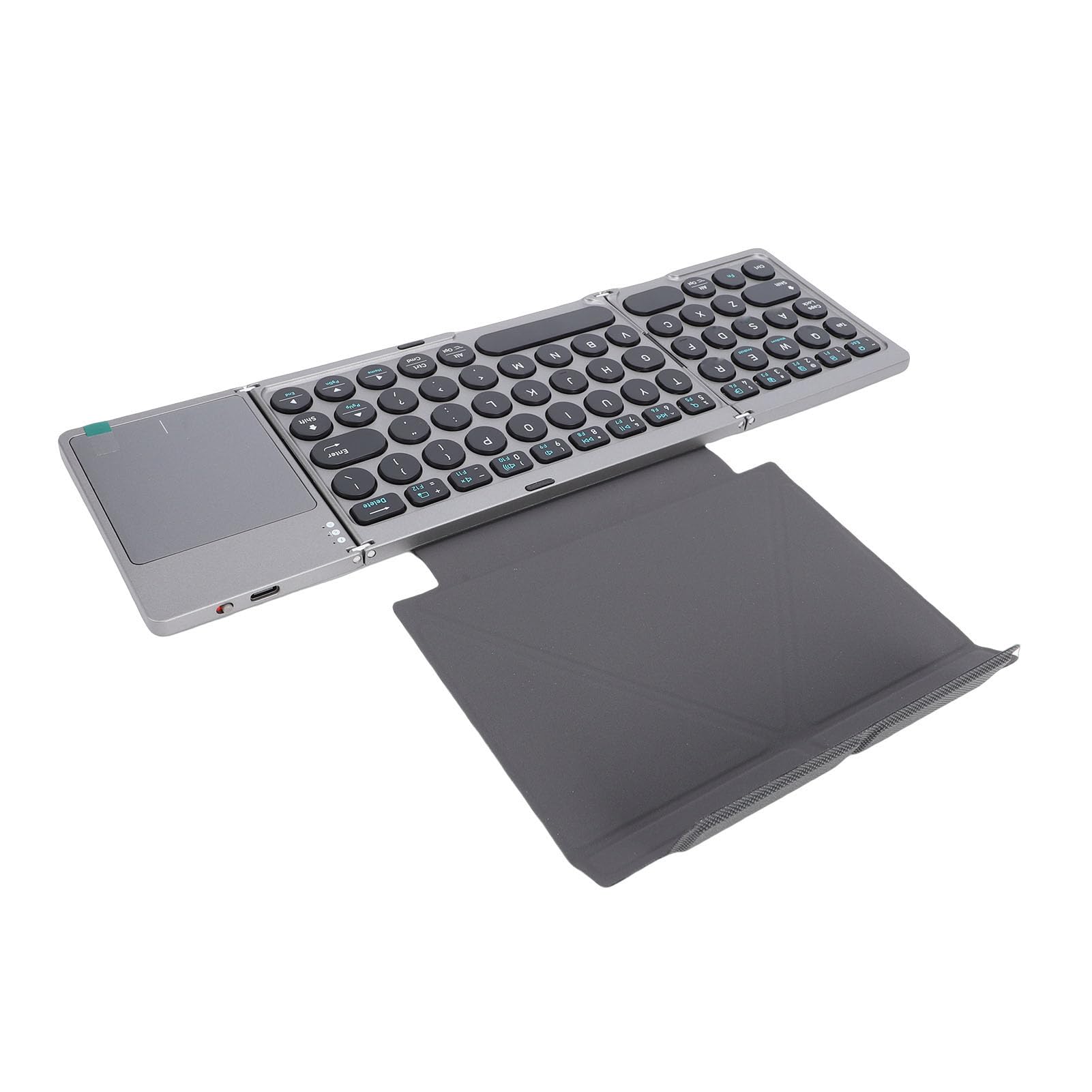 Tastiera Bluetooth Pieghevole, Wireless Portatile con Touchpad e Custodia in Pelle PU per Tablet Laptop Smartphone 3 Dispositivi
