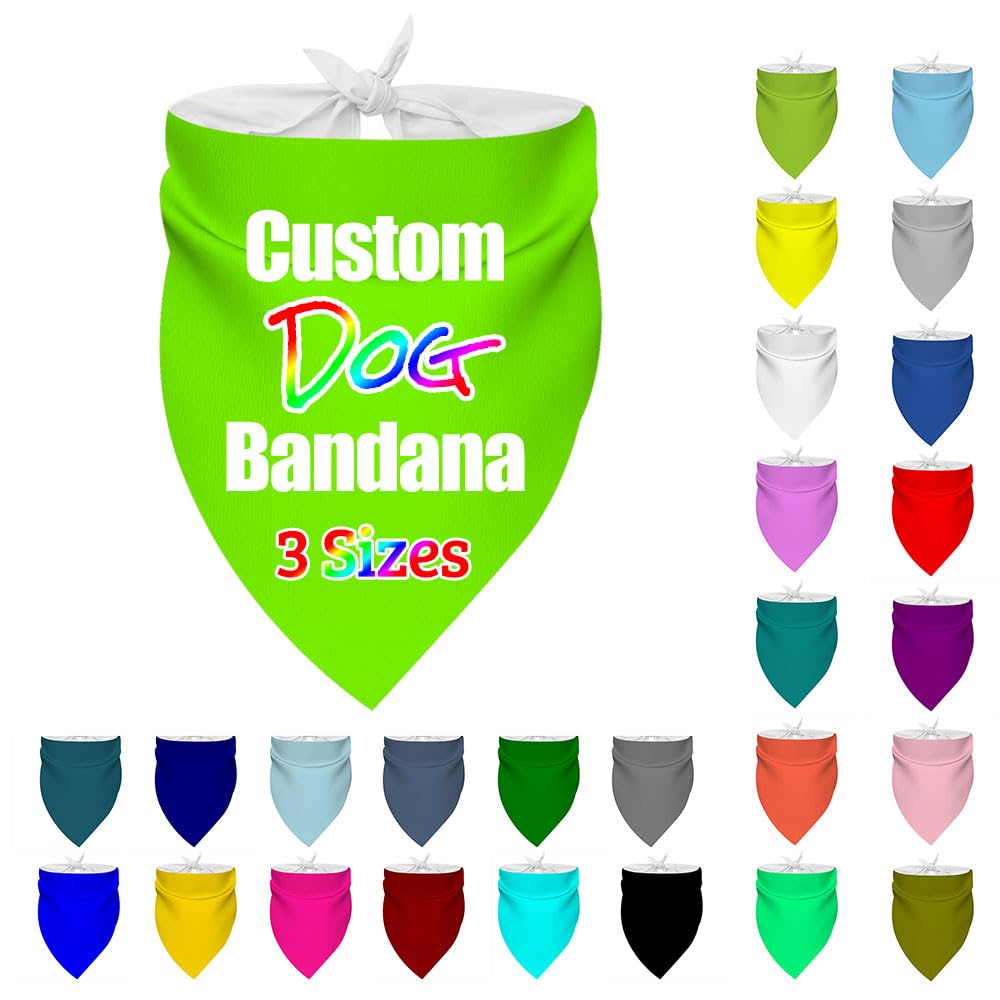 Jixoria Personalized Dog Bandana with Name Logo Design with Photo Bandanas for Small to Large Dogs & Cats, LawnGreen
