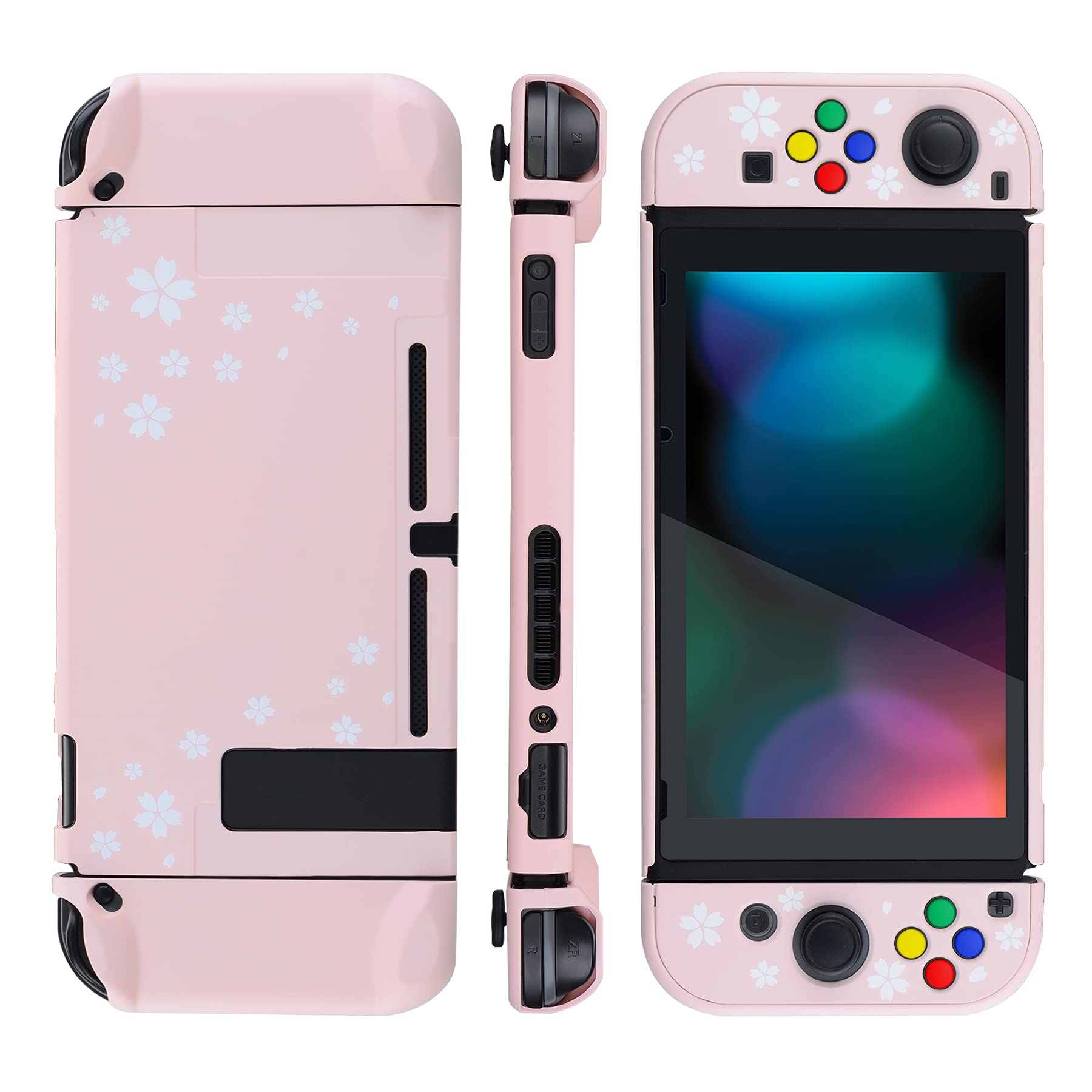 eXtremeRate Custodia compatibile con Nintendo Switch Joy Con console, custodia protettiva accessori separabile per Nintendo Switch (petali di ciliegio)