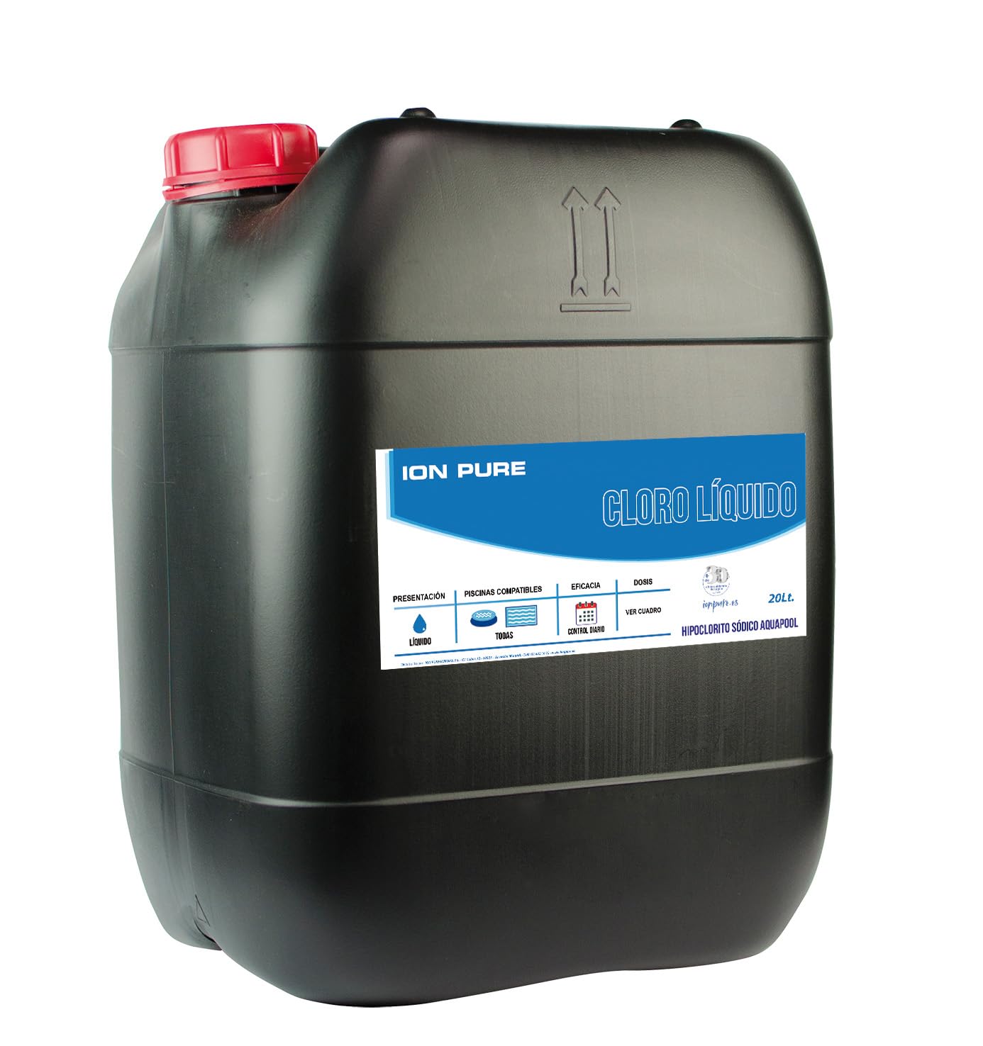 Cloro Líquido 20 litros para Piscina Concentrado - Fórmula con Cloro para Piscina No Estabilizado, Tratamiento Automátizado, 20 L, Pack DE 2 Unidades
