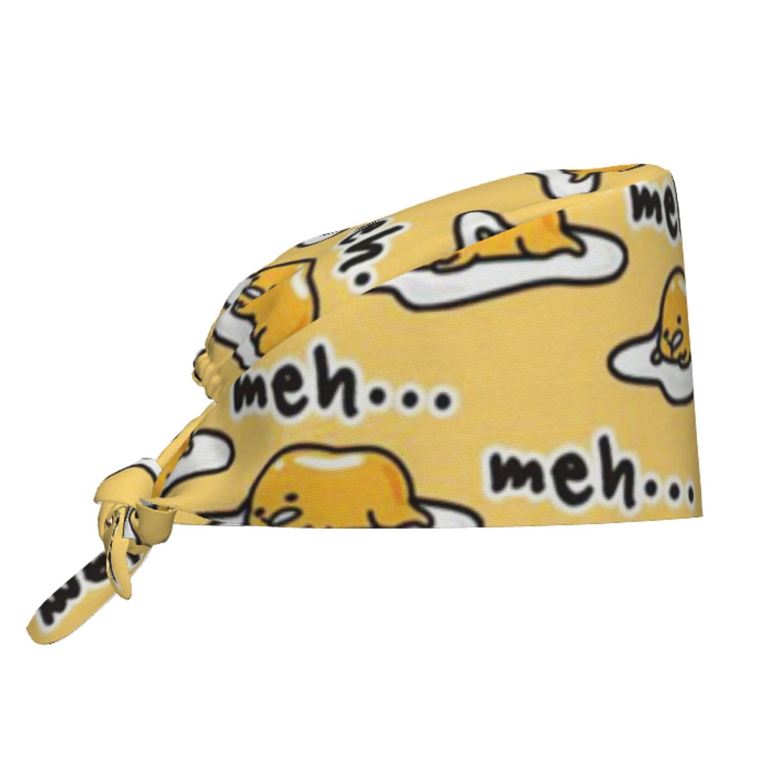 Cute Pug Dog Print Working Cap Scrub Cap with Sweatband,Adjustable Fashion Bandage Tie Back Hat Headwear for Women Men