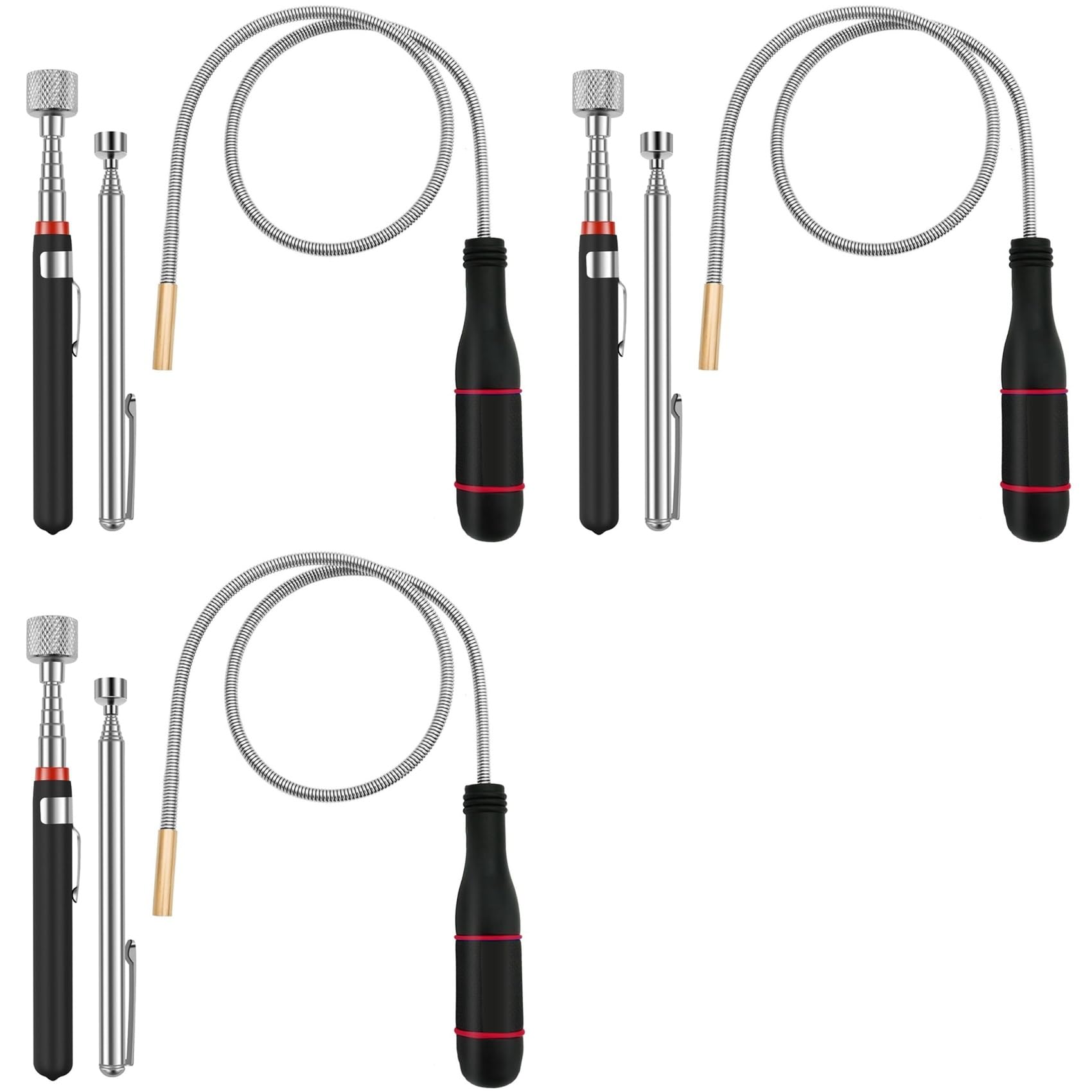 Jnchdghwa As Shown 9 Pack Magnetic Pickup Tool- Extendable Magnet, Telescopic Magnetic Pick-Up Tool, Bendable Flexible Magnetic Pickup Tool