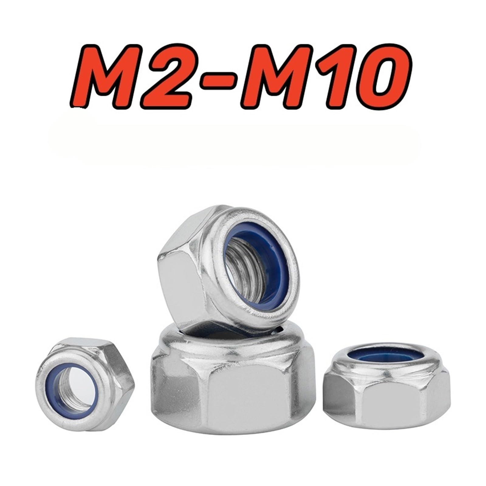 Dado di bloccaggio esagonale in acciaio inossidabile M2-M10 10-50 pezzi