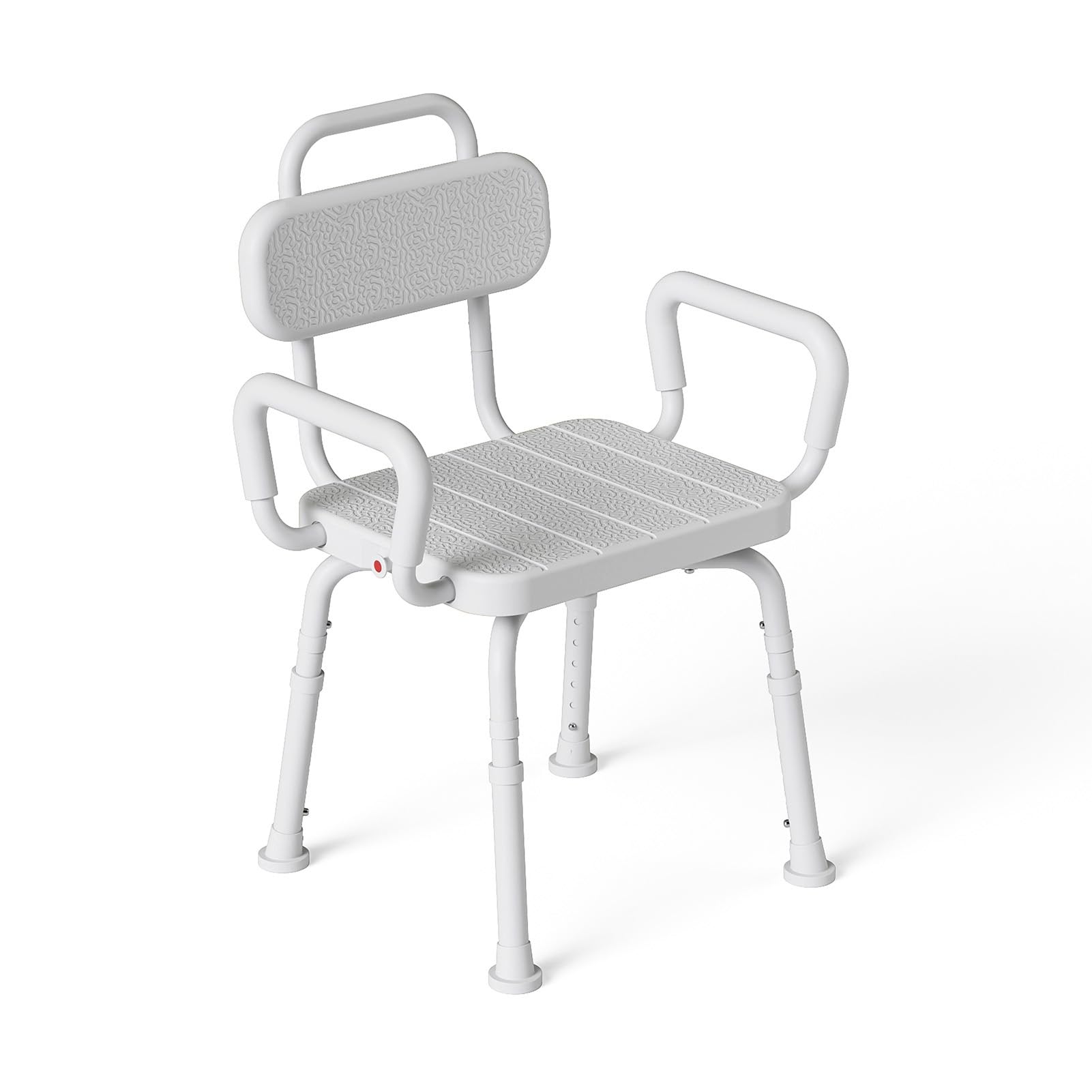 Loyoda Silla de ducha de aluminio con asiento giratorio de 360°, extraíble, respaldo y brazos, capacidad de 160 kg