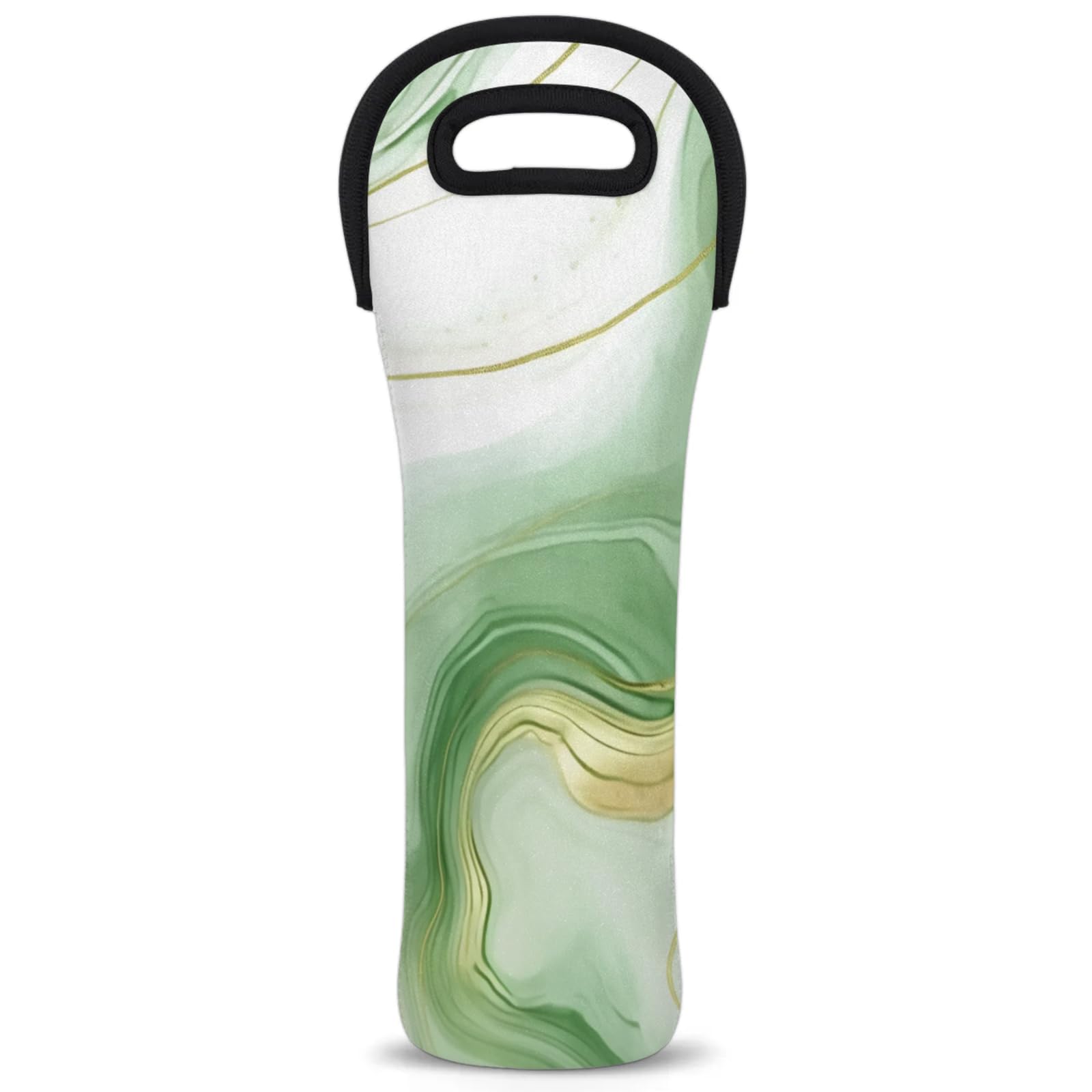 Neoprene Wine Tote Carrier Bag for Wine,Water, Champagne, Beer, Baby Bottles 15.6 x 5.1 Inches, Protective Wine Bag,Green