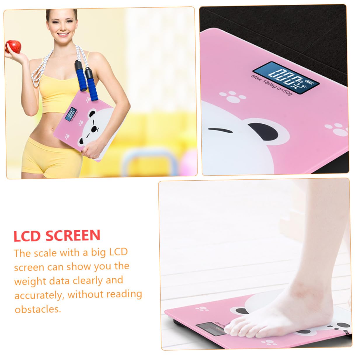 Veemoon Bilancia Digitale per Animali Domestici e Ragazzo Ragazza, Elettronica Sottile Ampio Display Lcd e Rilevatore Temperatura Interna, Portata 180 Kg, Uso Domestico per Ragazzo