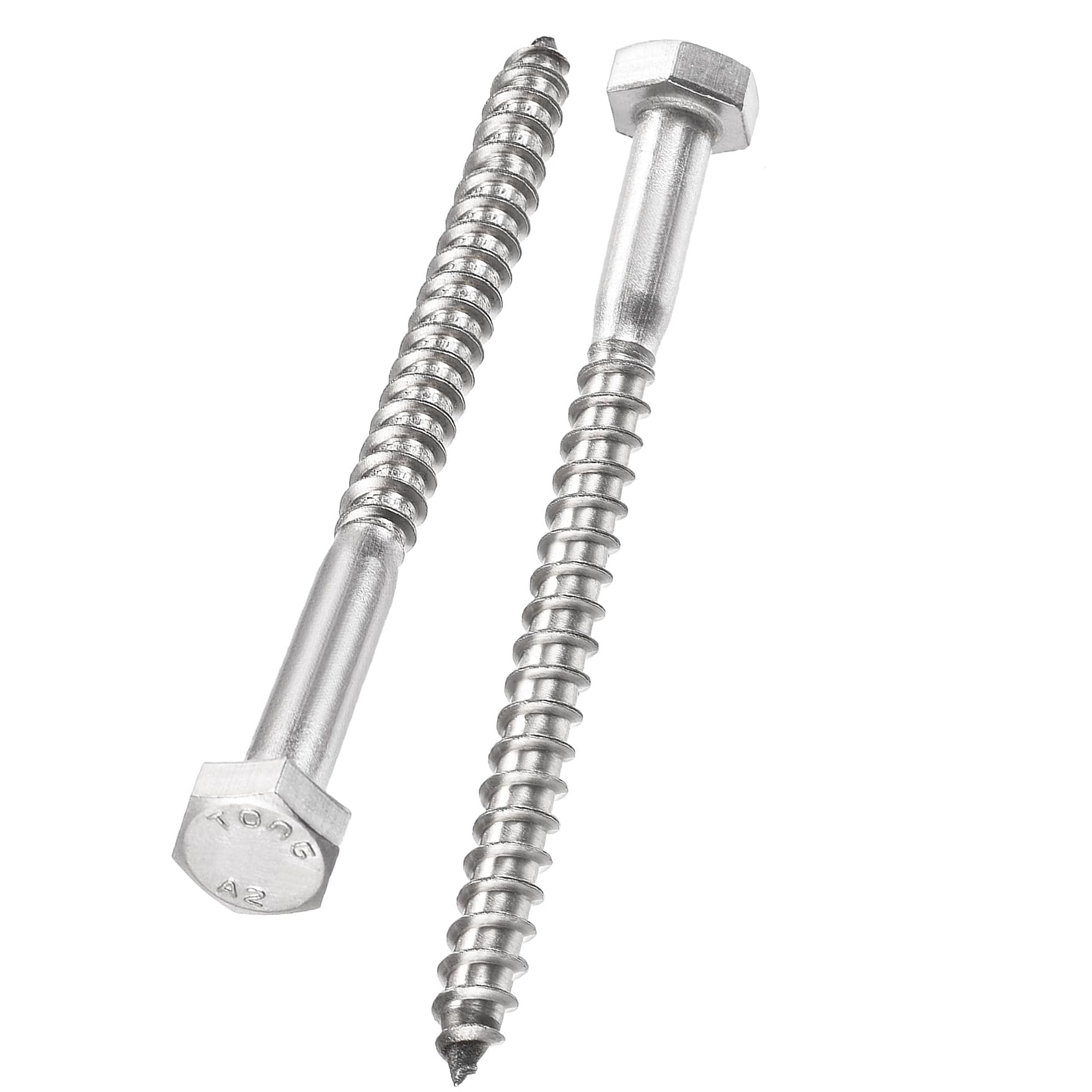 Unifizz 10 Pcs Hex Lag Screws, M6 x 80mm 304 Stainless Steel Wood Bolts