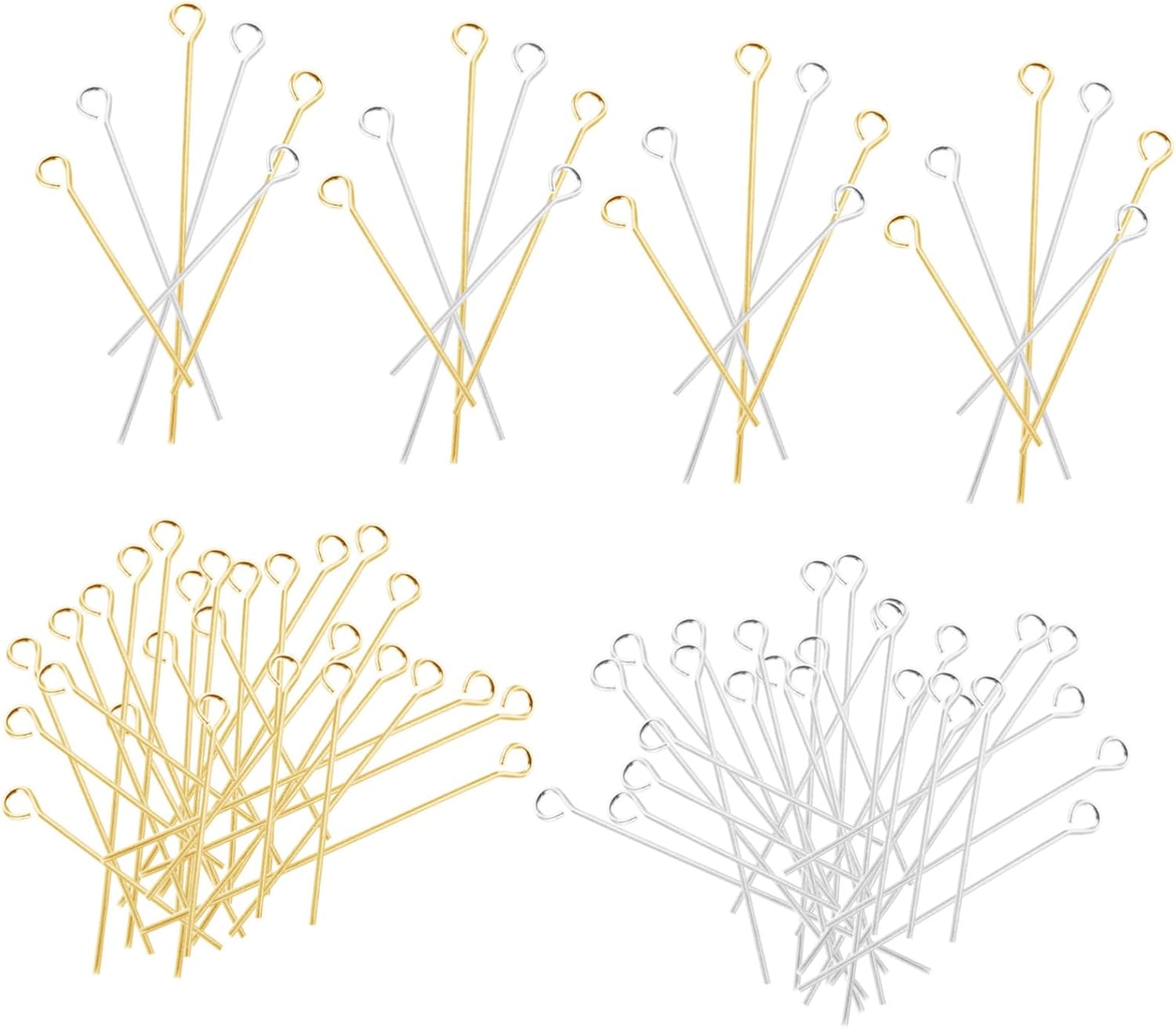 1200pcs Metal Eye Pins for Jewelry Making Open Eye Pins with Easy Threading for Jewelry Craft Supplies for Embroidery and Creating