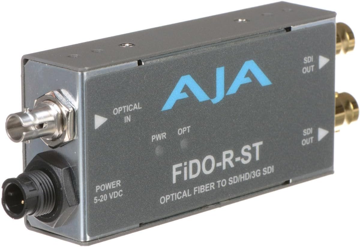 Aja FiDO-R-ST Single Channel Optical Fiber ST to SDI Converter with Dual SDI Outputs