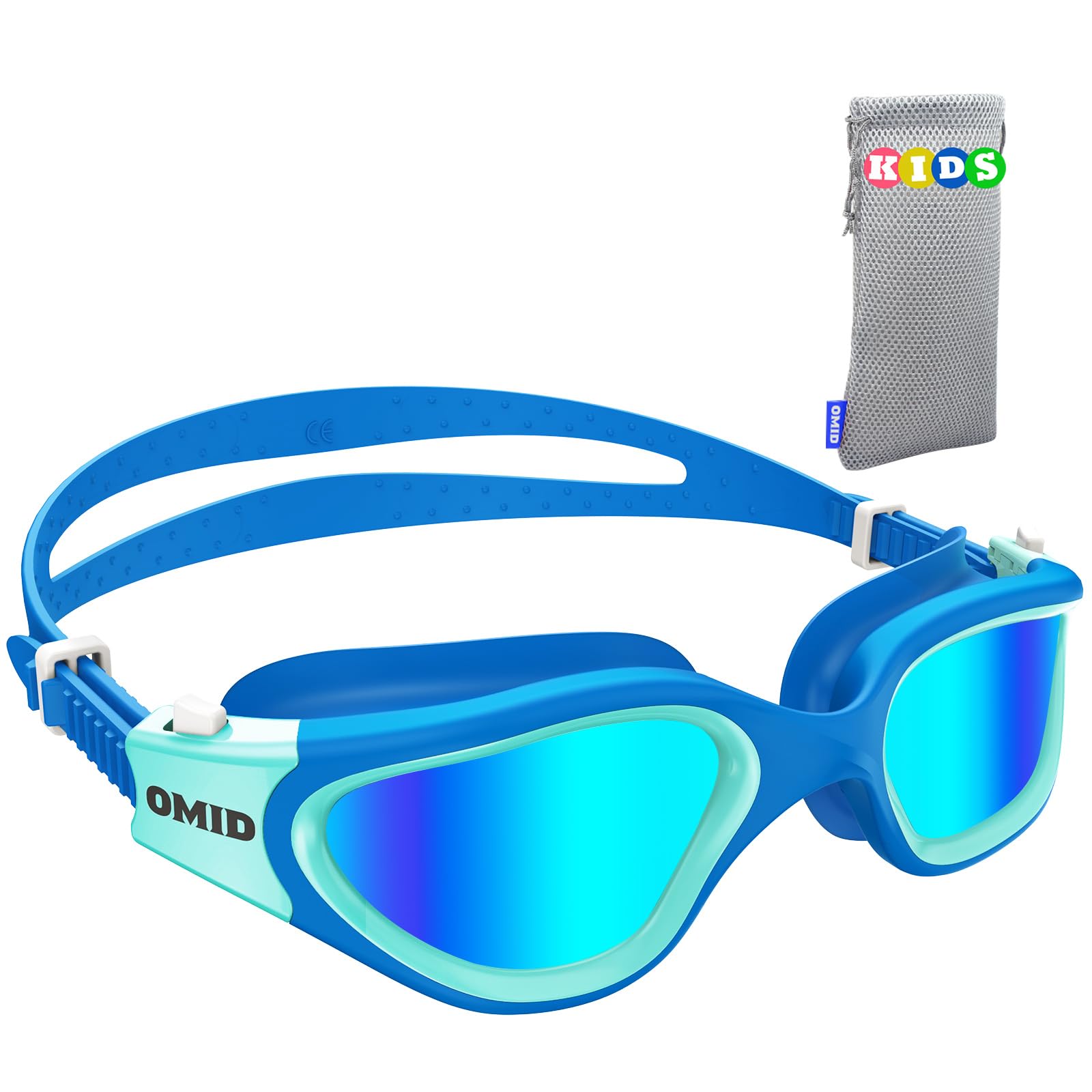 OMID Kids Swim Goggles, P2mini Polarized Swimming Goggles Comfortable for Age 6-14 (G1MINI-BlueBlue-Blue)