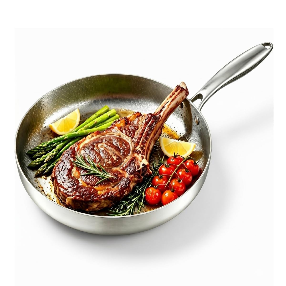 Titanium Hammered Pan Pro, Thickened Titanium Frying Pan Suitable for All Types of Stoves (Without Lid, 26cm)