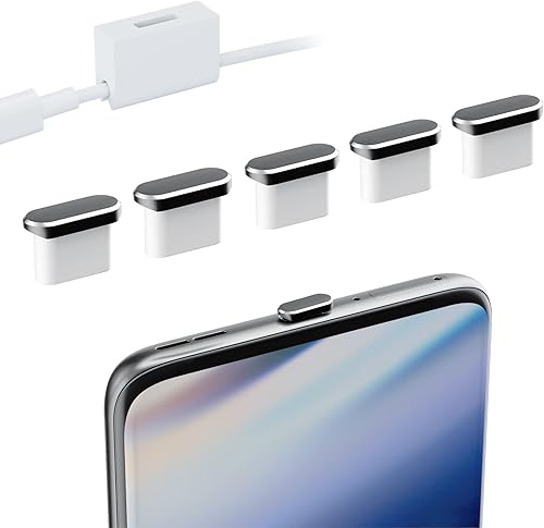 Paquete de 5 tapones de puerto USB tipo C antipolvo para iPhone 16 15 Pro Max Plus iPad, puertos USB C con clip antipérdida, tapones antipolvo tipo