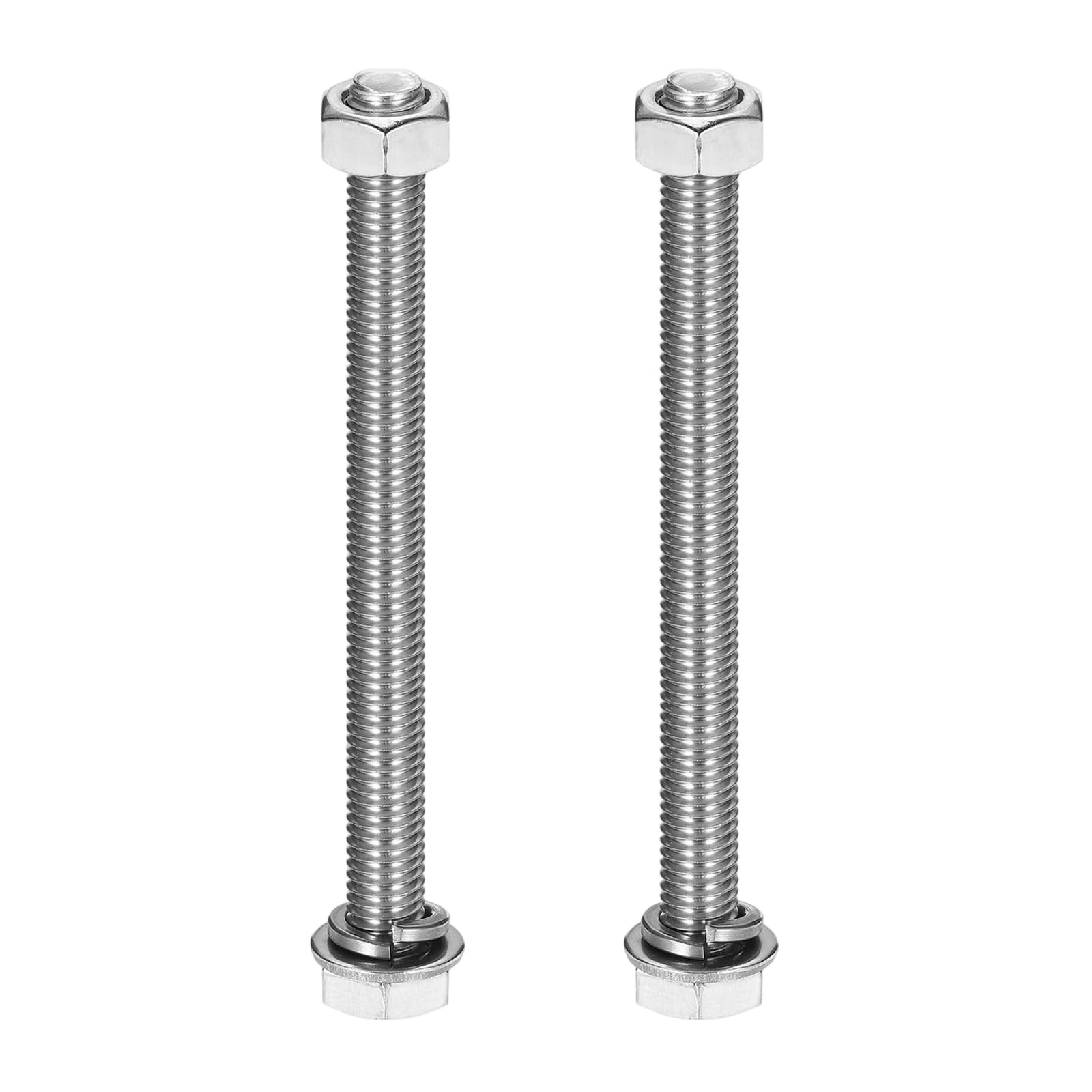Mandouer M10x120mm Hex Head Bolts and Nuts Kit with Washers, SS304, 2 Sets