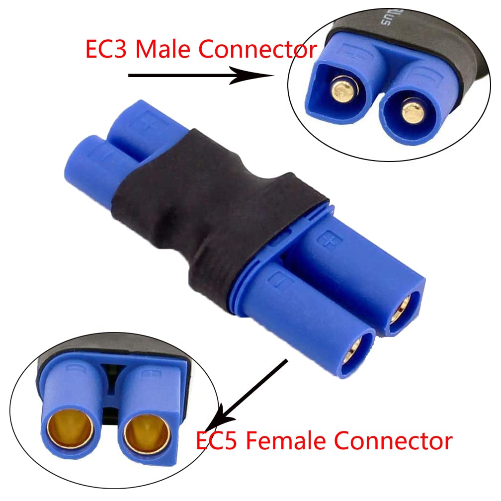 4 Piezas EC3 a EC5 Adaptador RC Macho Hembra Conector para RC Lipo Batería (EC3 Macho a EC5 Hembra)
