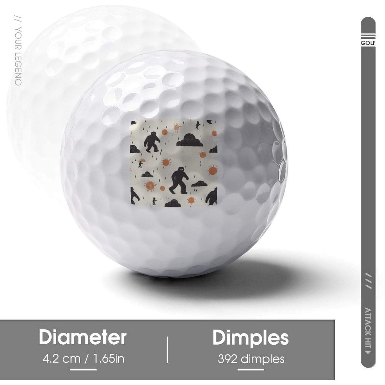 Bigfoot Rain Clouds Suns Logo Golf Balls Personalized Ball Custom for Men Women Boyfriend Husband