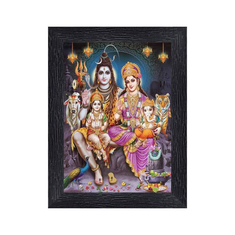 Jay jawan enterprise Shankar Nath Parivar (Maa Parvati, Ganesh, Kartikey And Shiv Shankar) Religious Wood Photo Frames 3