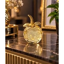 Kristal Elma Biblo K k Dekoratif Obje Gold Detayl  Masa st  Vitrin S s  7,5 x 5 cm