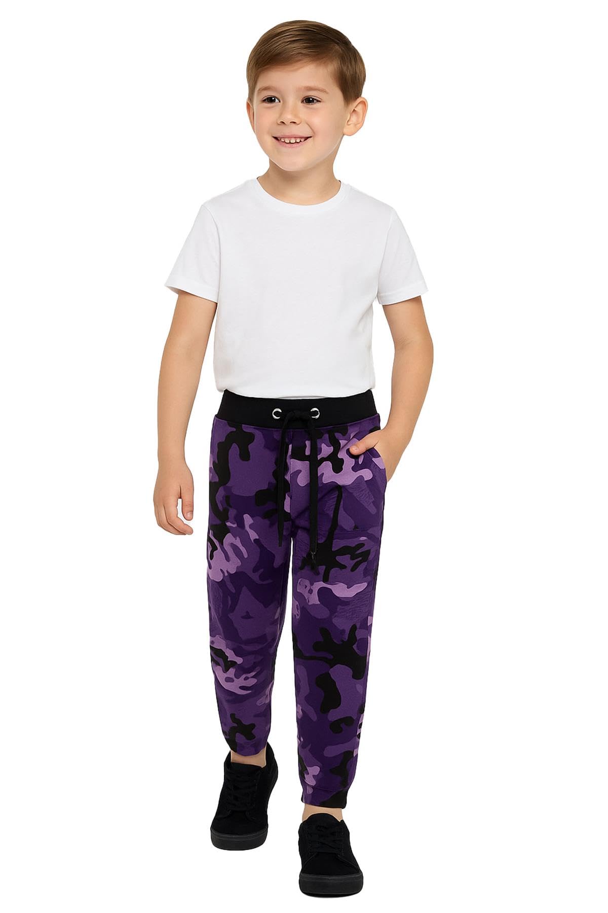 A2Z 4 Kids Fleece Joggers Tracksuit - Fleece Trouser Camo Purple 13