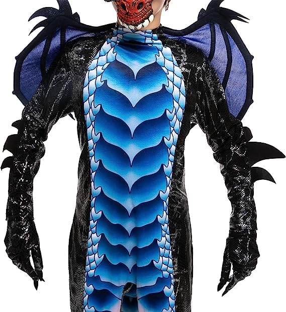 Spooktacular Creations Child Boys Black and Blue Dragon costume, Dragon Wings and Mask for Halloween Parties Cosplay - Image 4