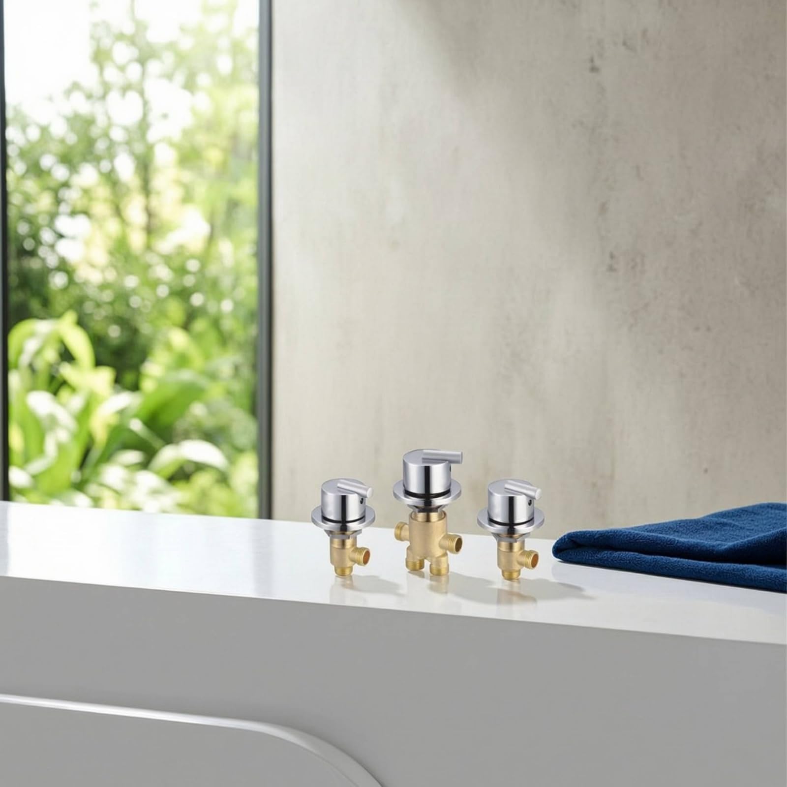 3 Piezas Desviador Latón con Acabado Plateado Fácil Instalación Desviador Bañera Metálico Tubo para Propietarios, Baño, Palanca SY-1027