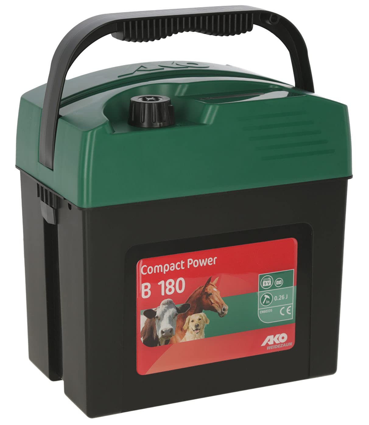 AKO Compact Power B180, Effektives 9 Volt Weidezaungerät, Einsteigermodell, Für kleine Pferde-/Rinderweiden mit geringem Bewuchs und Hunde und Katzen, 5 Jahre Garantie, Made in Germany