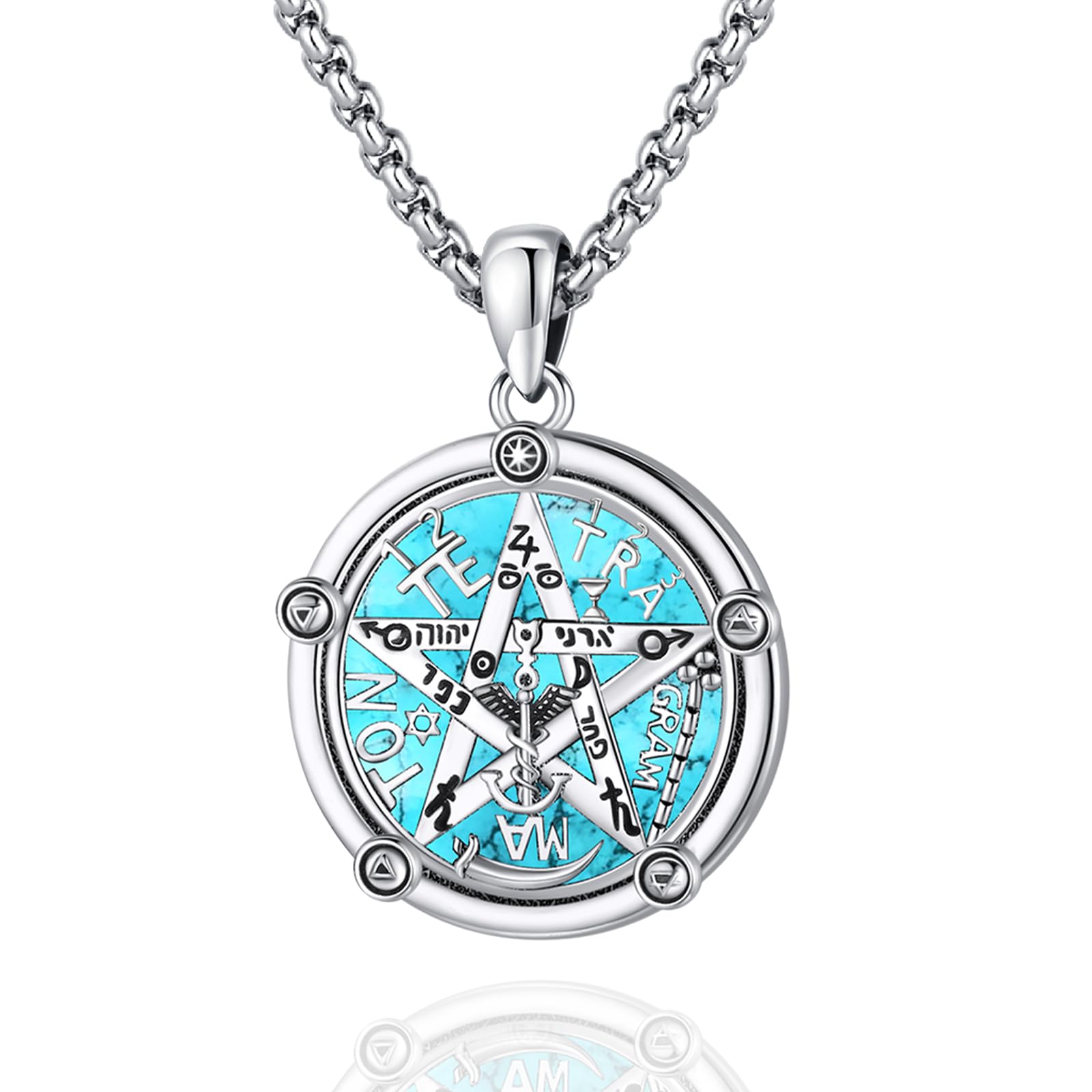 Turquoise Jewelry for Women Men 925 Sterling Silver Pendant Urn Necklaces for Ashes Pictu…