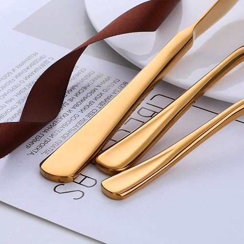 Miniatura 5 de Juego de cubiertos de Dinerware resistente, 20 piezas, color azul, utensilios de cocina de acero inoxidable para 4