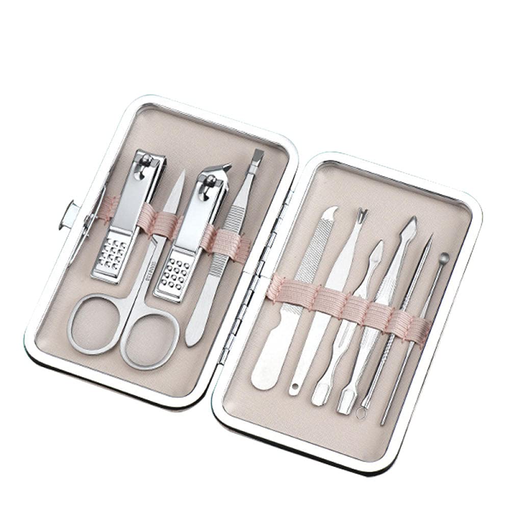 Professionelles Nagelknipser-Set, 7–18-teilig, scharfer Nagelschneider aus Edelstahl, Pediküre- und Maniküre-Set mit Cortex-Metallgehäuse für Männer und Frauen – Silber_10-teiliges Set (Silber 10)