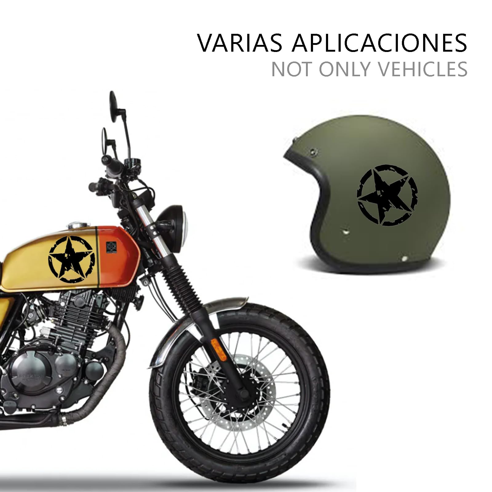 Longivia® 2 Unidades Pegatinas 4x4 Estrella Militar - Varios Tamaños 10cm, 15cm, 20cm, 25cm - Accesorios Todoterreno Vehiculo Historico Off Road (10cm x 10cm negro) — view 5