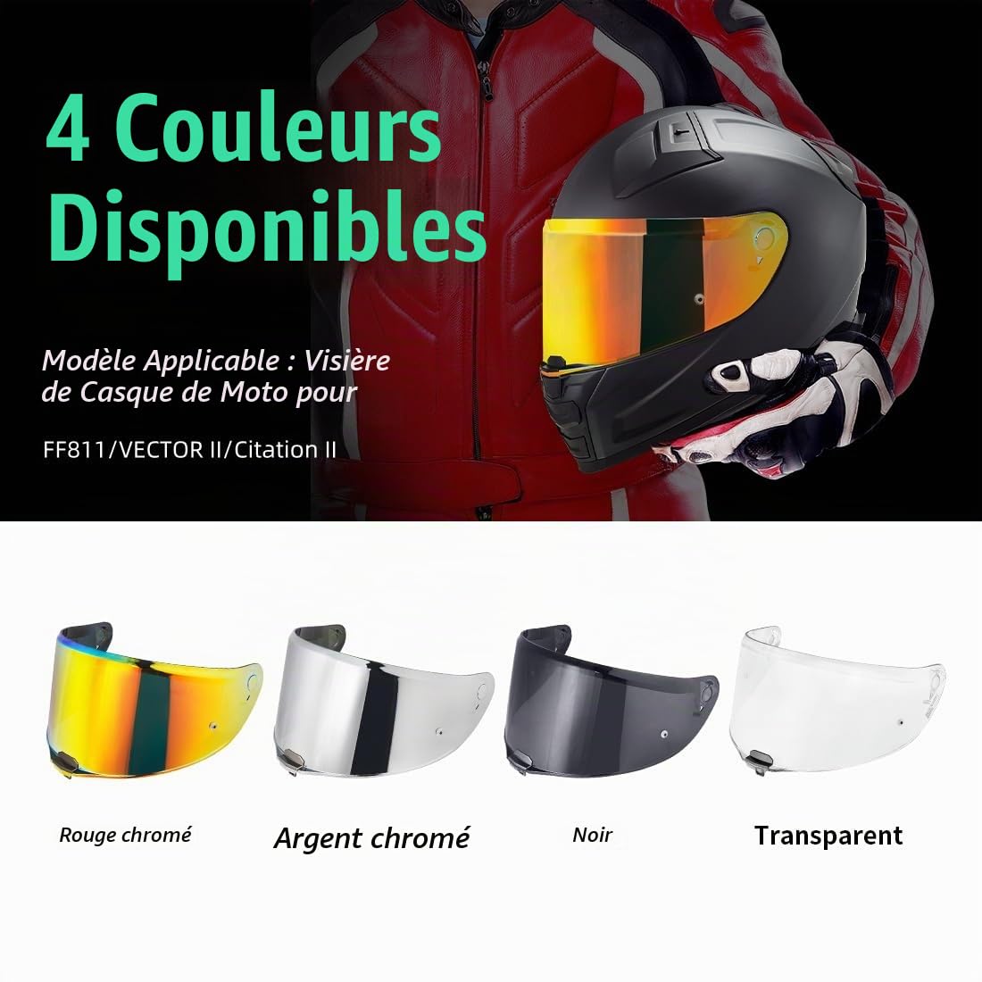 Visière de Casque de Moto pour FF811/VECTOR II/Citation II | Visière de Casque de Protection Contre Le Vent Moto,Lentille de Remplacement Visiere Casque Moto