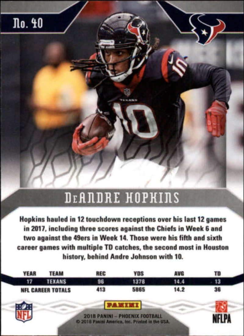 Amazon.com: 2018 Panini Phoenix #40 DeAndre Hopkins Houston Texans NFL  Football Trading Card : Collectibles & Fine Art