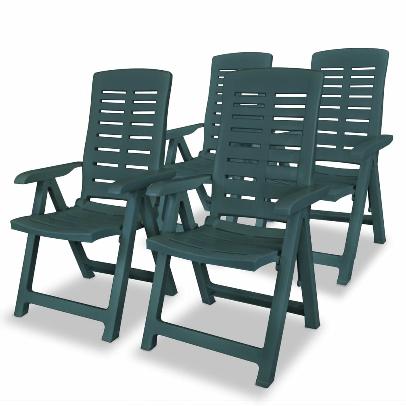 Rantry Sillas de jardín reclinables 4 Unidades plástico Verde tumbonas Jardin Exterior Tumbona Plegable tumbonas Jardin