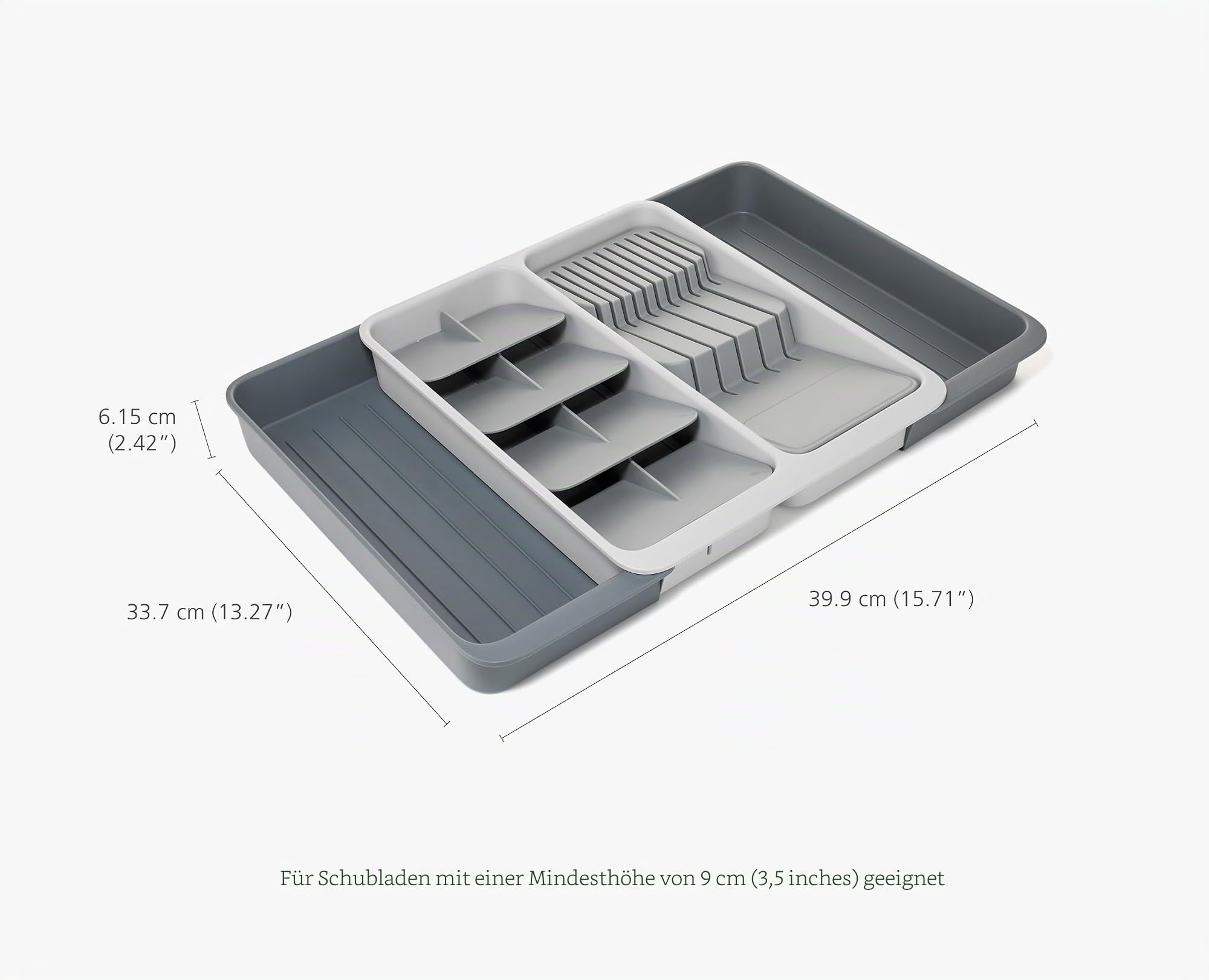 Joseph Joseph DrawerStore Erweiterbarer Besteckeinsatz mit mit Messerblock, Platzsparend, recyceltem Plastik