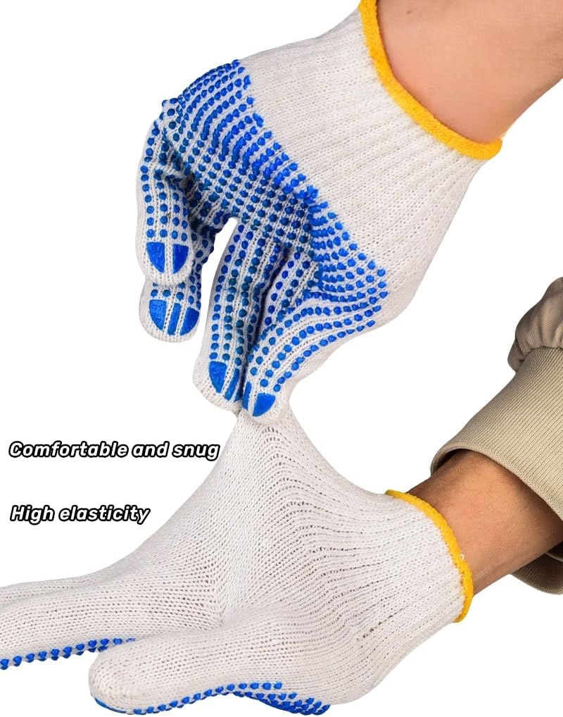 10 Pairs Safety Work Gloves with Anti-Slip Dots - Cotton Material for Mechanics, Industrial, Warehouse, Gardening, and Construction Use - Men & Women - L Size - Image 5
