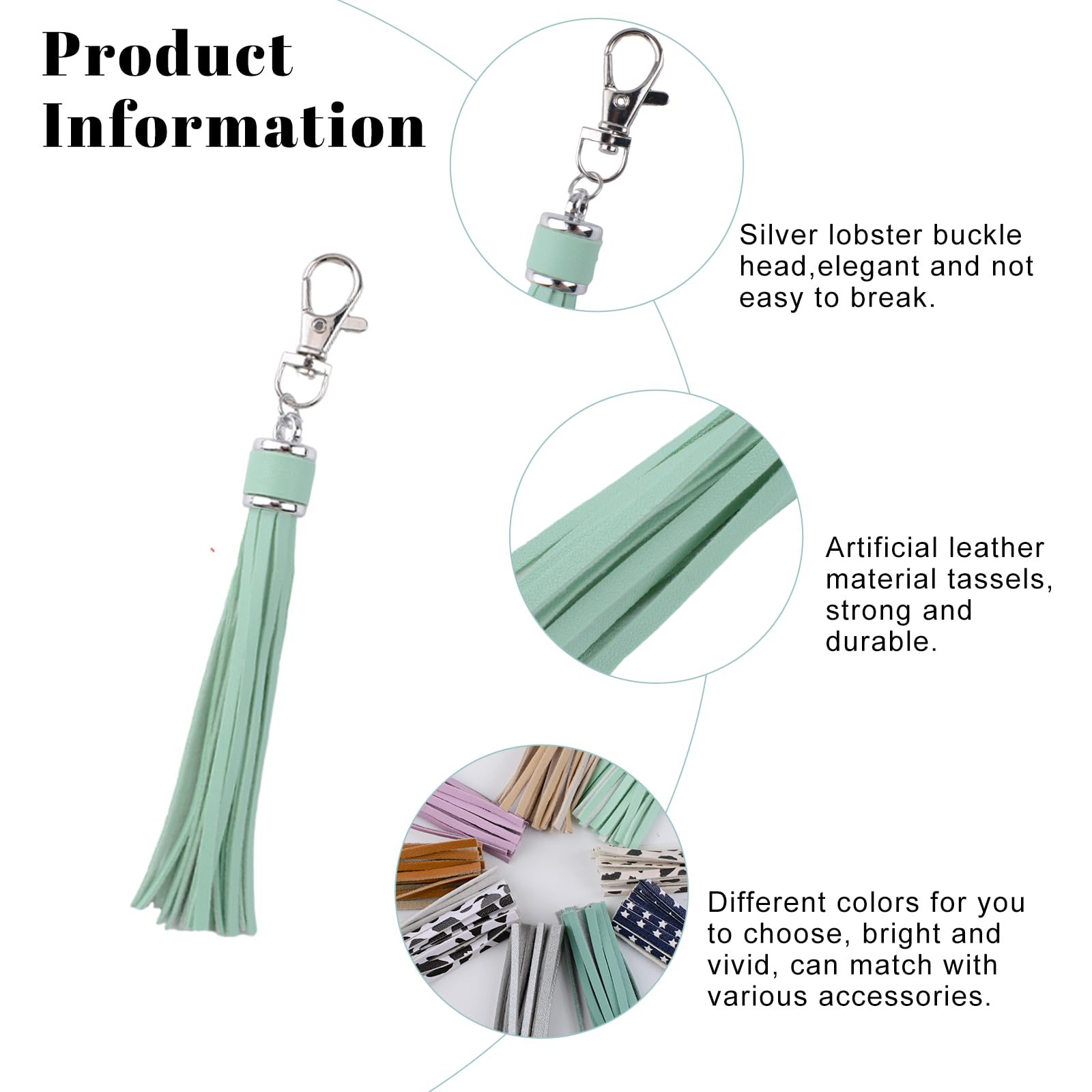 Lot De 15 Pompons En Simili Cuir URROMA - Porte-clés DIY, Décoration Sac, Couleur Assorties, Mousqueton Argent
