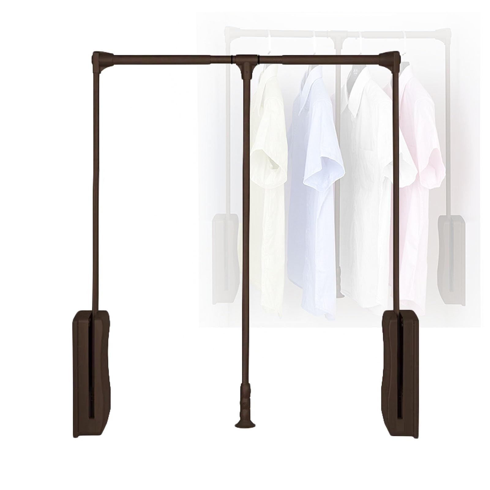AYCDL Pull Down Closet Rod,Retractable Pull Down Closet Rod, Adjustable Lifting Rail for Cabinets 20.08-47.64 Inch, 66 Lbs Load Capacity, for Hanging Clothes,Brown-660-890mm