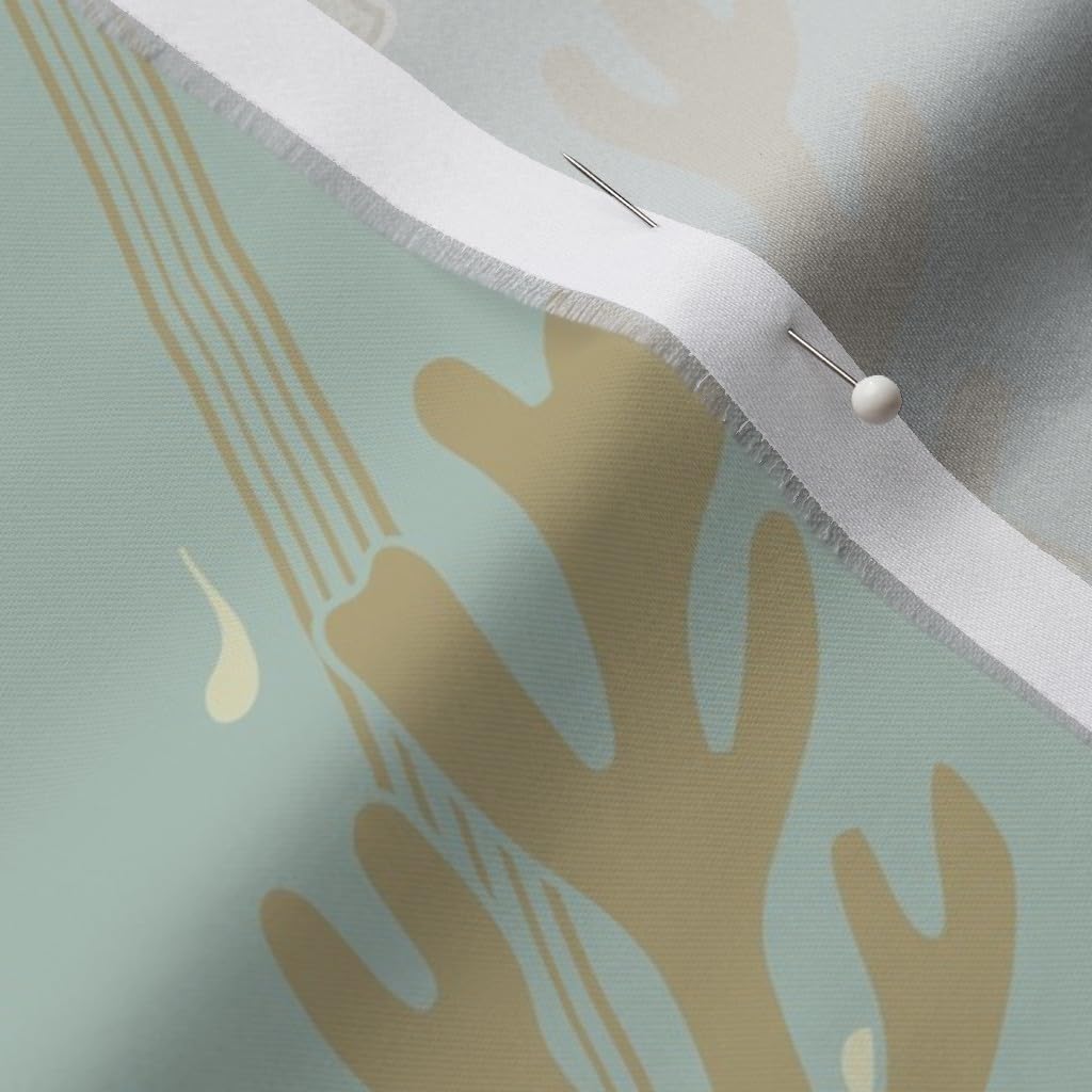 Spoonflower Fabric - Neutral Bee Grass Cottage Summer Blue Ivory Printed on Organic Cotton Sateen Fabric by The Yard - Sewing Quilting Apparel Home Decor