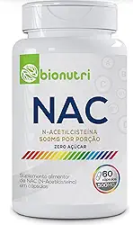 NAC N-Acetilcisteina Premium 500mg, 60 Cápsulas, Suplemento Alimentar Sem Açúcar