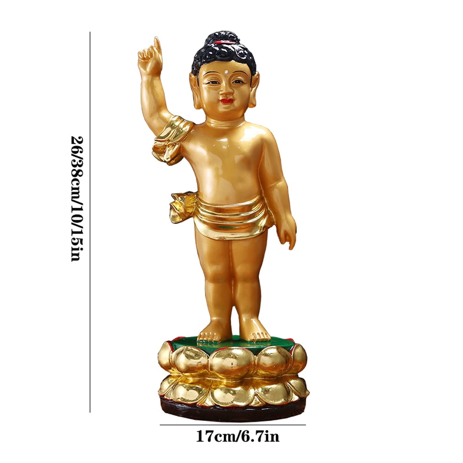 LUNIZ Estatua de Buda Exquisito Paisaje de Resina Buda Estatua Feng Shui Sala de Estar Perfecta for su hogar u Oficina 10 Pulgadas/ 15 Pulgadas Estatua de Jardín al Aire Libre(Color:B)