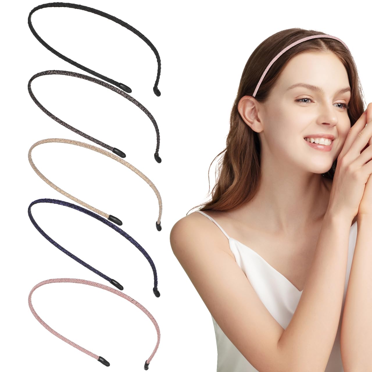 FOMIYES Fasce per capelli in metallo, 5 pezzi, fascia sottile per capelli, cerchietto per capelli a molla, cerchietto per capelli non semplice, decorazione per la testa per trucco, sport, yoga, cura
