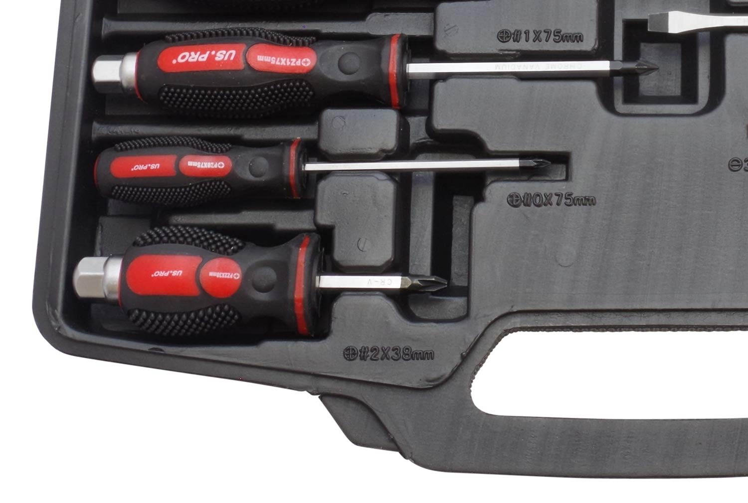 Us Pro B1503 Schraubendreher-Satz Schwarz/Rot 12-Tlg, Kreuz-Schlitz Pozidriv