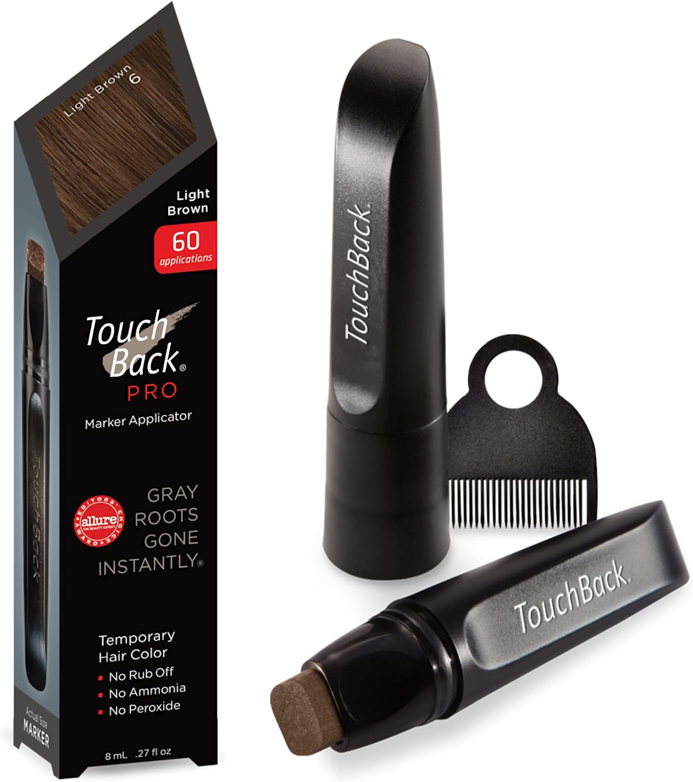 Pro Gray Root Touch Up Marker Applicator - Real Hair Color - Light Brown